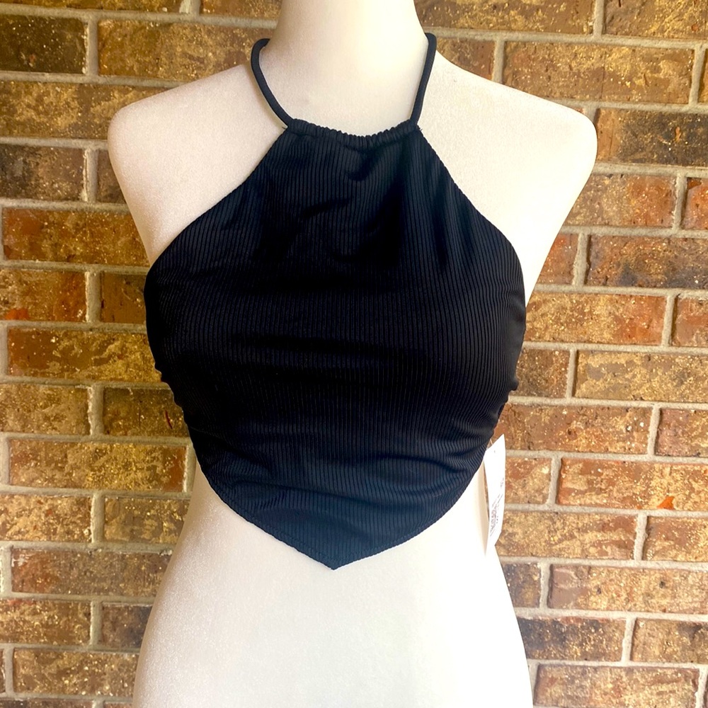 Forever 21 black halter swim top NWT size S